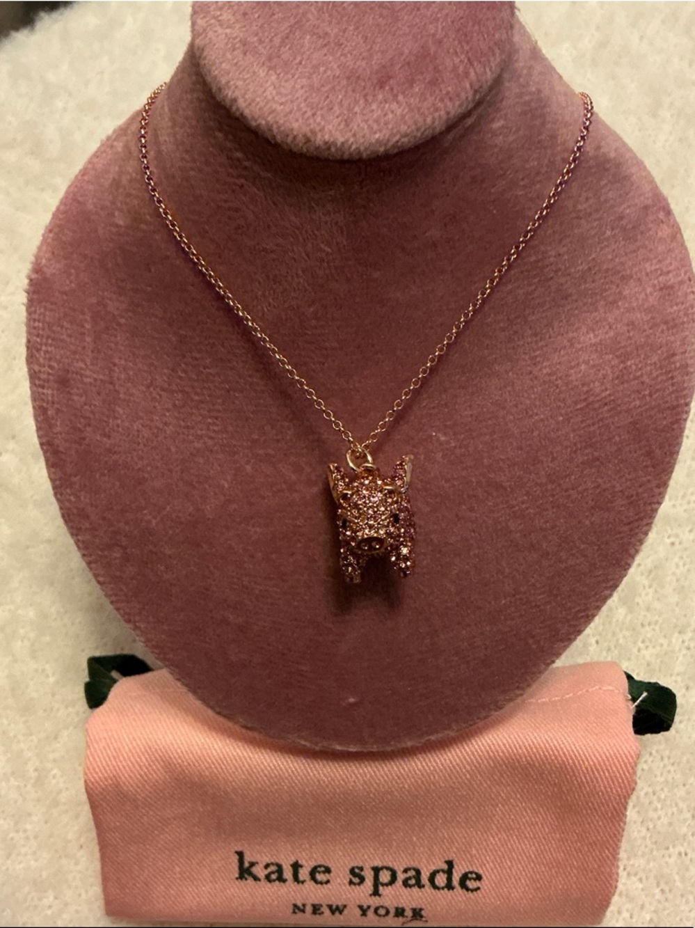 kate spade Rose Gold Crystal Pig 🐷 Pendant Necklace